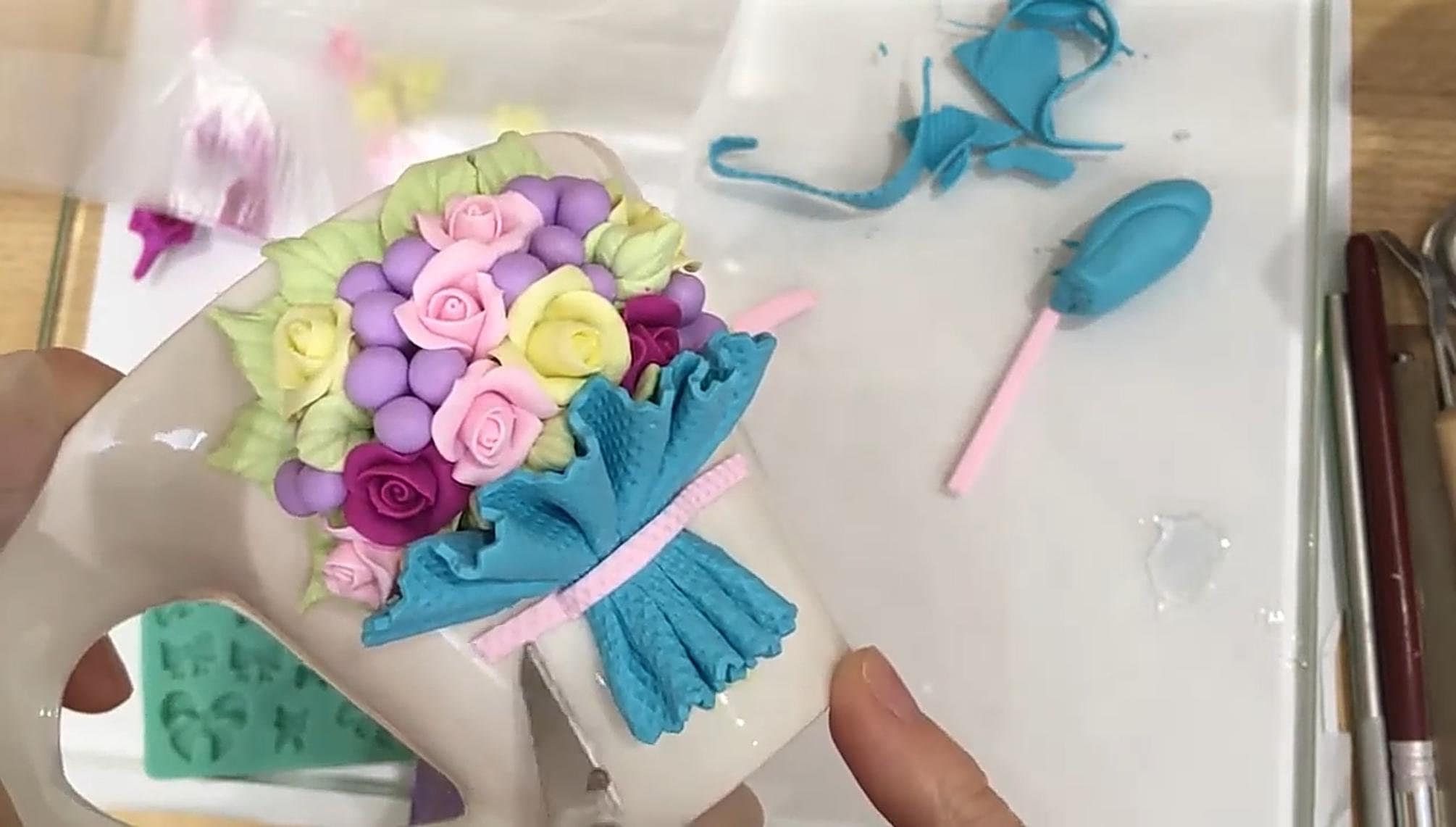 Video Tutorial polymer clay cup and saucer with a bouquet Etsy