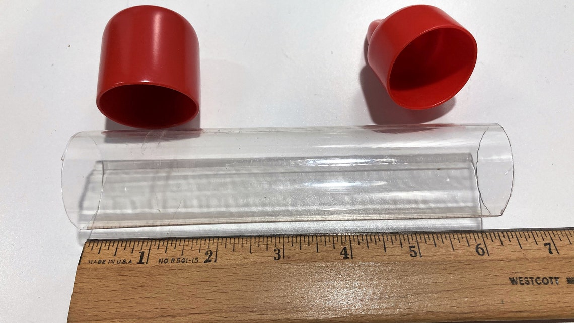 Storage Tubes Clear Plastic with Red Hanging Caps 6 Inches by Etsy