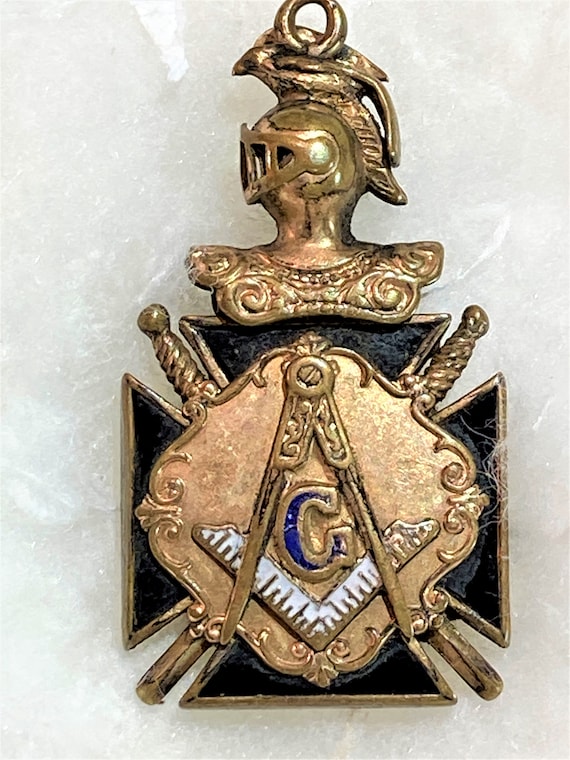 Rare Two-Sided Masonic Fob, with Crested Helmet an