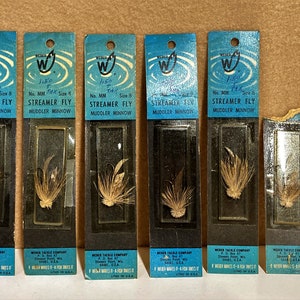 New Old Stock - Rare Lot of Six (6) Weber Tackle Co. Muddler Minnows in their Original Packages