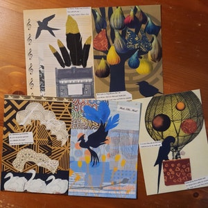 Postkartenset "Poetische Vogel-Collagen"
