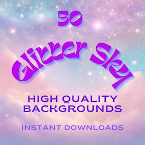 50 Glitter Sky Backgrounds | Digital Download | Sparkling Starry Sky PNG Backdrops (500x500px)