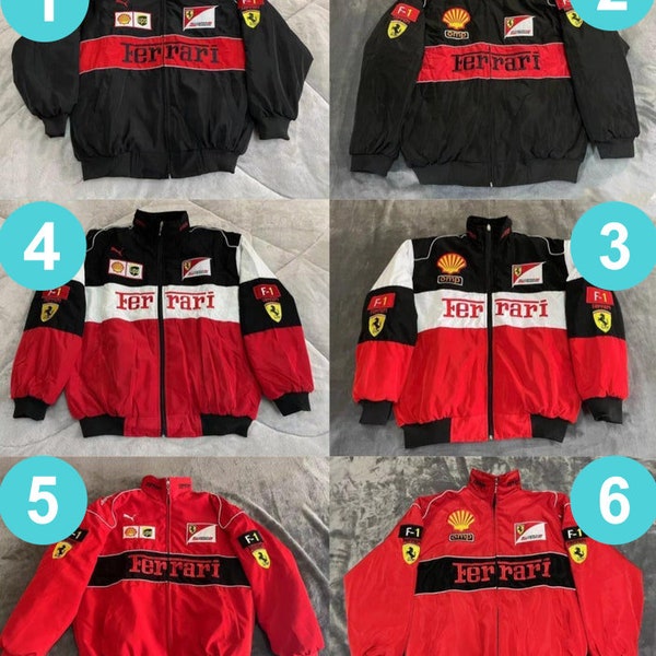 Blouson de formule un, de rallye, de rue, de style urbain Blouson adulte non sexiste Blouson F1 vintage Blouson Ferrari Blouson pilote de course, Old school