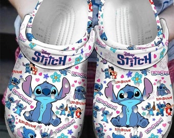 Personalisierte Lilo Stitch Crocband Clogs Schuhe, Clog Schuhe für Mini Kinder, Clog Schuhe für Männer Frauen, Geschenk für Halloween, Geschenk Muttertag