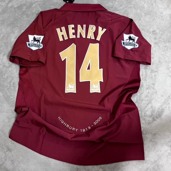 Maillot rétro Arsenal domicile Scoocer, maillot Henry # 14, maillot édition collector, maillot rouge des artilleurs maillot Thierry Henry Arsenal