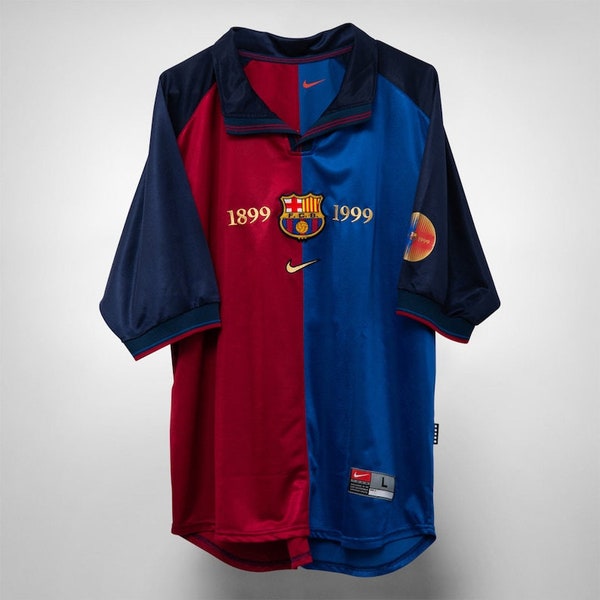Vintage retro Retro Barcelona Jersey, Camiseta de fútbol retro, Barcelona 100 Aniversario Jersey Retro Barça Home 1999-2000 Retro Jersey