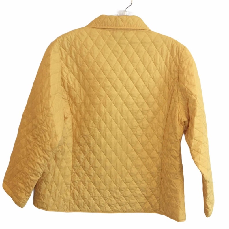 Vintage Lands End Quilted Yellow Jacket Etsy