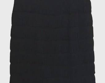 Vintage Black Fringe Pencil Skirt