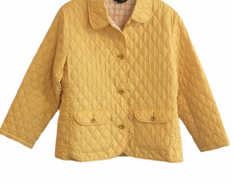 Vintage Lands End Quilted Yellow Jacket