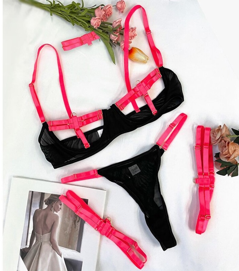 Lingerie Crotch Less Cupless Lingerie See Through Lingerie Set Etsy.de