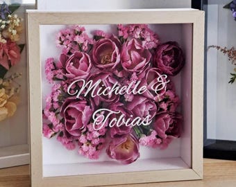 Bridal Bouquet Keepsake Frame - Your flowers dried and framed.