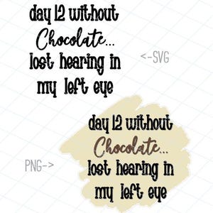 Dag 12 zonder chocolade / Dieet / Dieet / Vrouwen / Humor / SVG / Bestand knippen / Cricut / Silhouet
