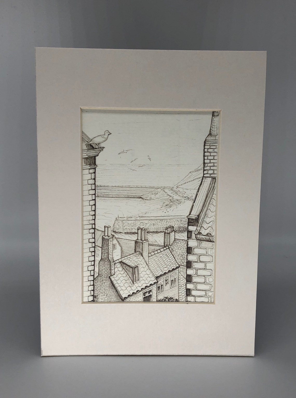 Pen and Ink Drawing, Print, Whitby, Yorkshire, Small Gift for Home, Art