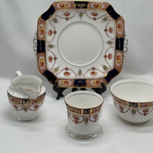 Colclough Vintage Bone China #6699 Teetasse, Zuckerdose Kein Deckel, Milchkännchen & Kuchen- / Dessertteller