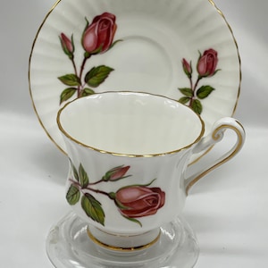 Vintage Paragon Rose teacup and saucer, by appointment to her Majesty the Queen, made in England