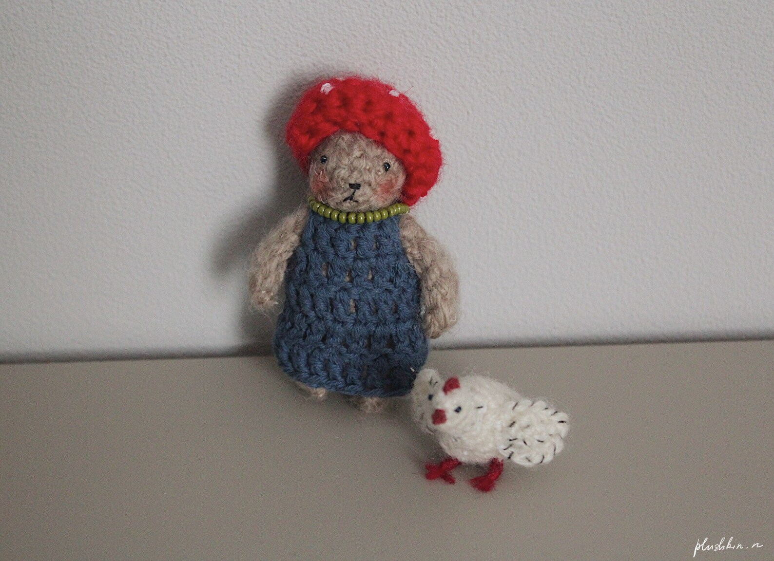 Knitted toy Teddy bear / Teddy bear with chicken / Small toy / | Etsy