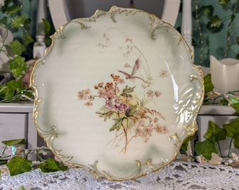 Royal Worcester Cobalt Cabinet Plate, Hand-painted Florals, Heavy