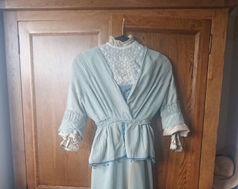 Antique vintage Edwardian Silk gown with cotton underdress.