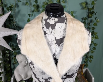 Vintage 40's Real White Silk Lined Fur Collar Add On