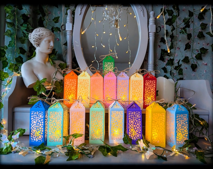 Paper Floral Mandela Candle Lantern Luminaire