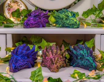 Adorno de cabeza de dragón: decoración gótica alternativa que cambia de color