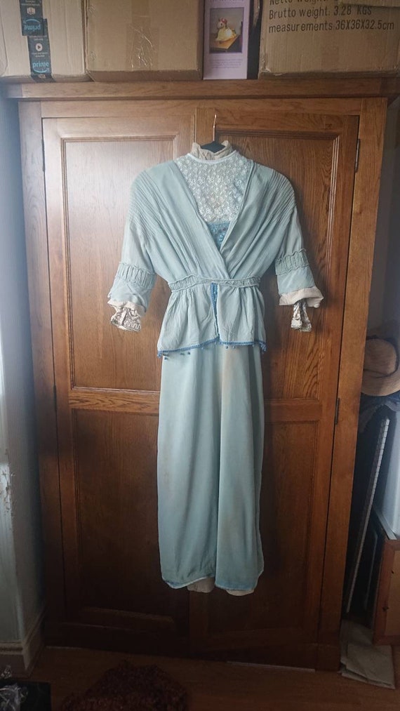 Antique vintage Edwardian Silk gown with cotton u… - image 3