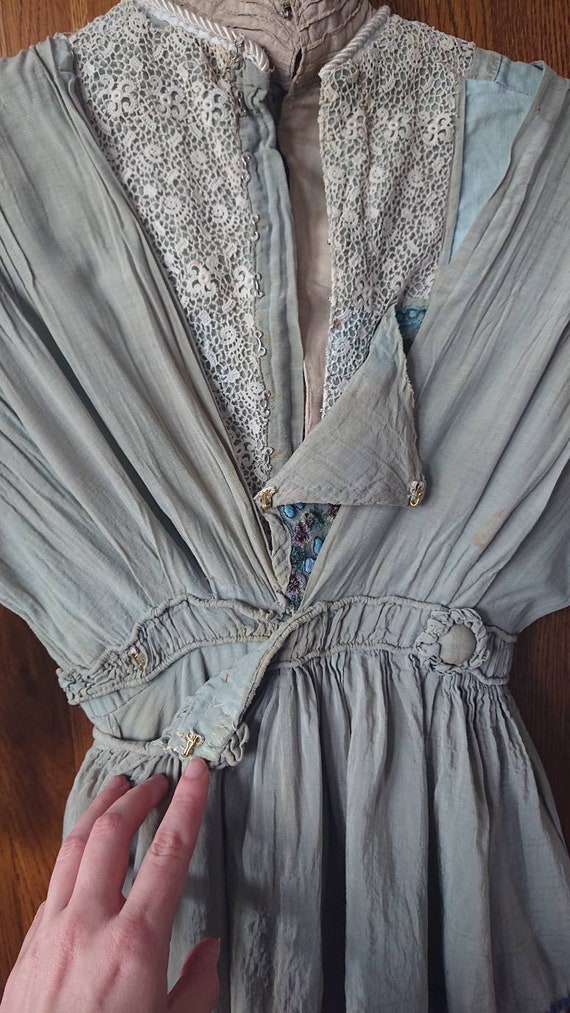 Antique vintage Edwardian Silk gown with cotton u… - image 5