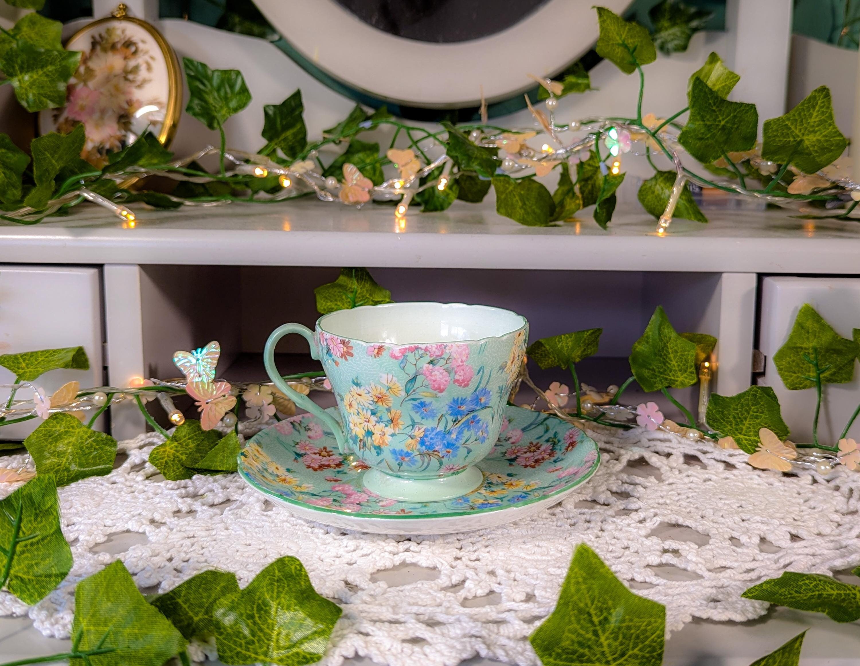 Shelleyシェリー ブルーアイリス コーヒーポット アンティーク