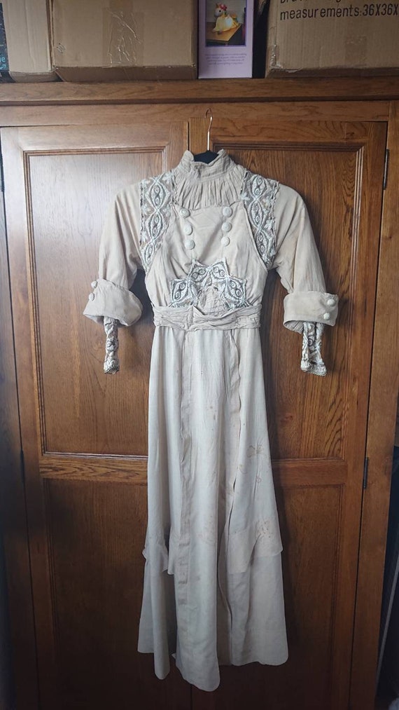 Antique vintage Edwardian Silk gown with cotton u… - image 9