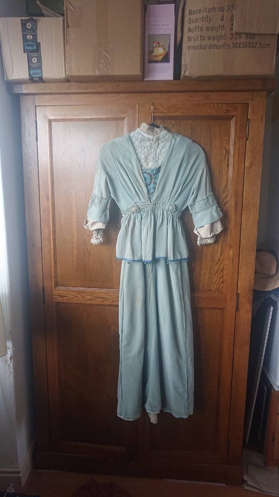 Antique vintage Edwardian Silk gown with cotton u… - image 4
