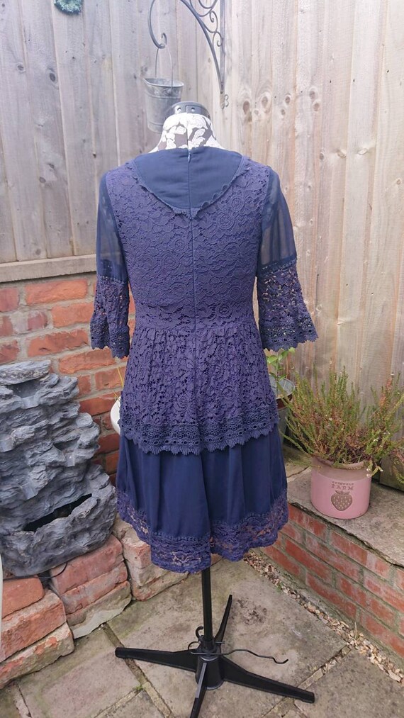 Yumi Navy Blue Lace Layered Skater 