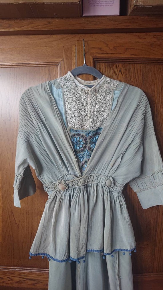 Antique vintage Edwardian Silk gown with cotton u… - image 2