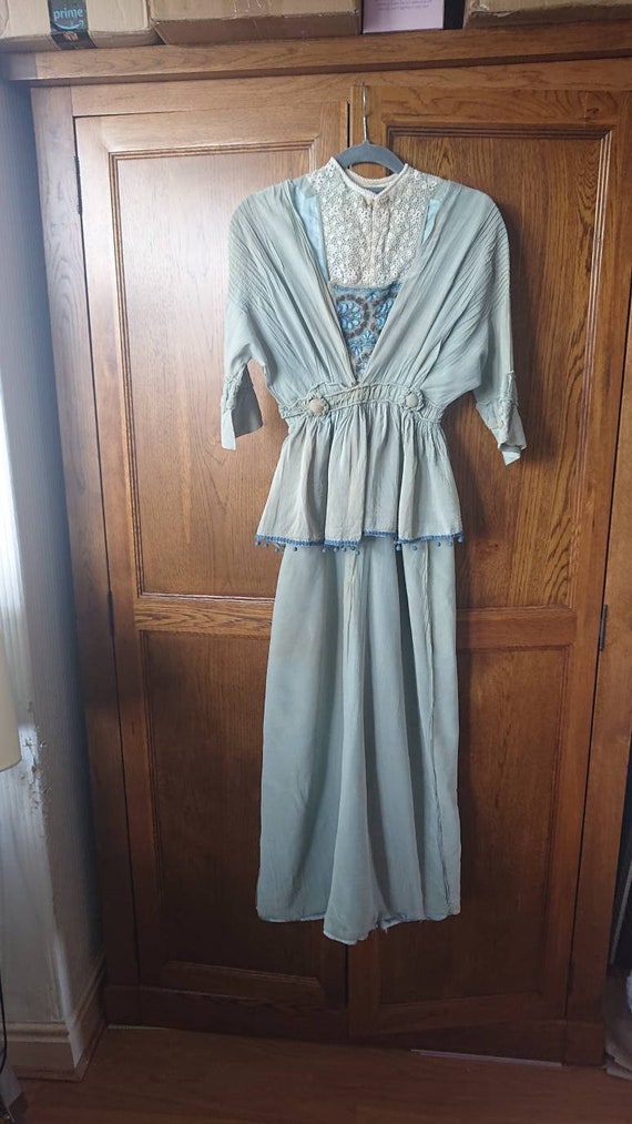 Antique vintage Edwardian Silk gown with cotton u… - image 8