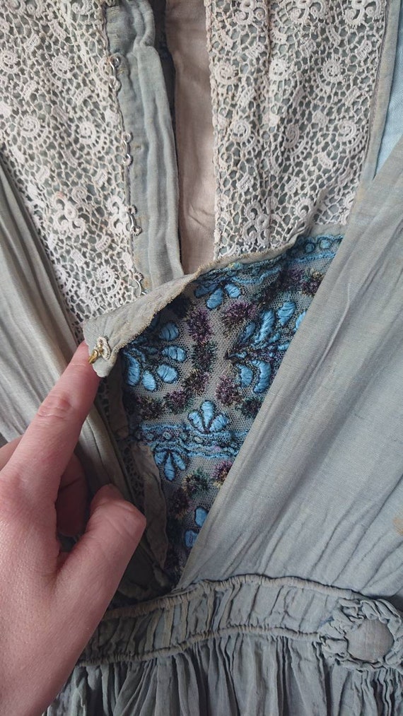 Antique vintage Edwardian Silk gown with cotton u… - image 6