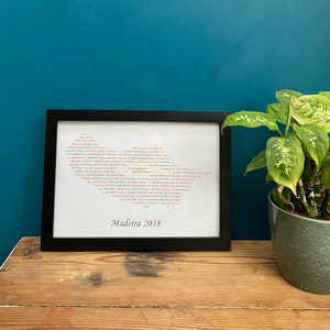 Personalisierte Urlaub/Reise Karte Geschenk - gerahmt Wandkunst