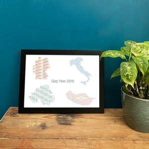 Personalised Collage Holiday/Travel Gift- framed Wall Art Map