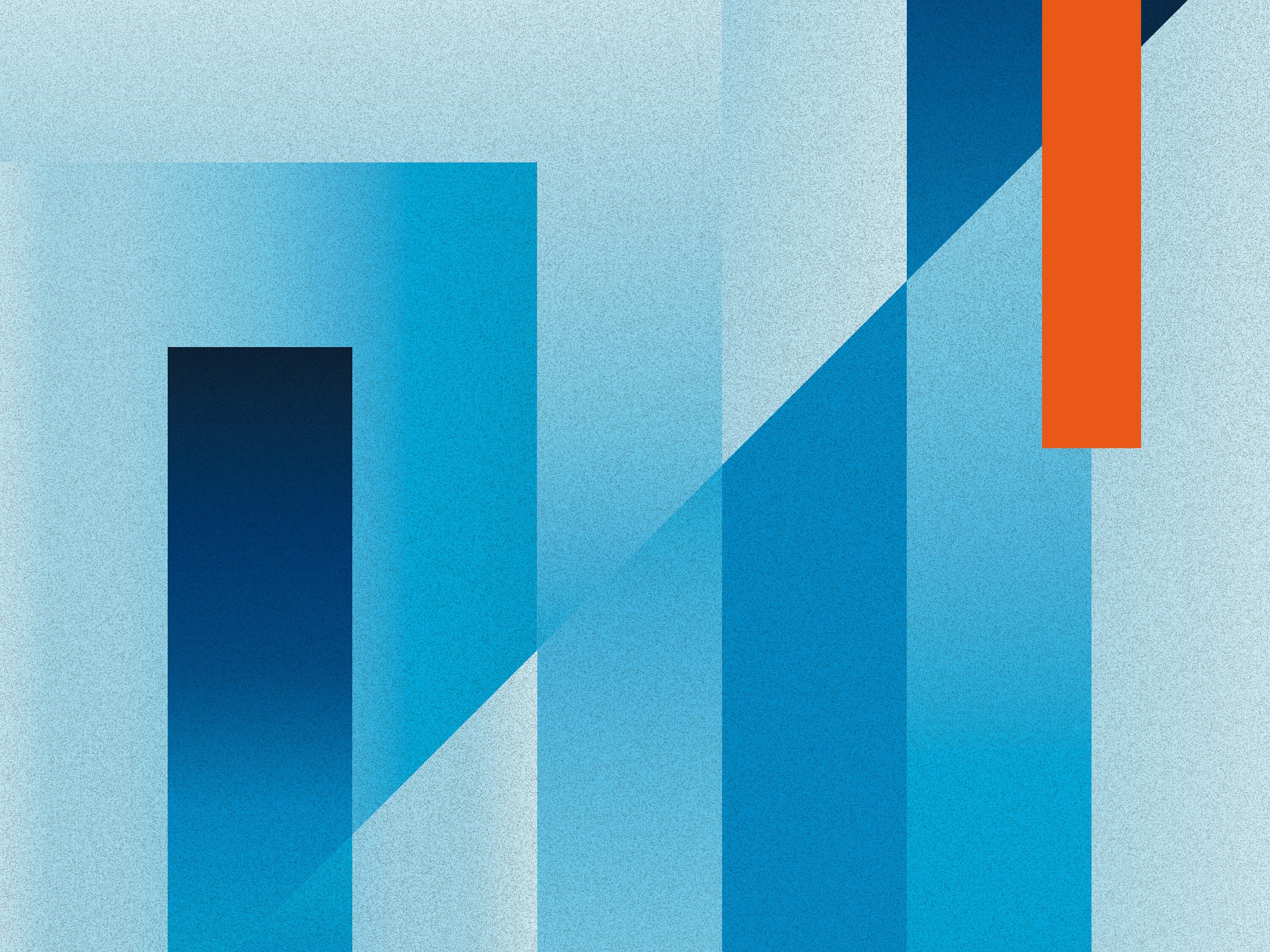 Abstract Blue & Orange Modern Geometric Contemporary Art Etsy