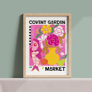 Covent Garden Flower Market Print: Trendy London Travel Poster