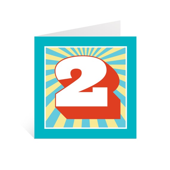 Vibrant 2nd Birthday card for baby Number 2 Birthday card Etsy Italia