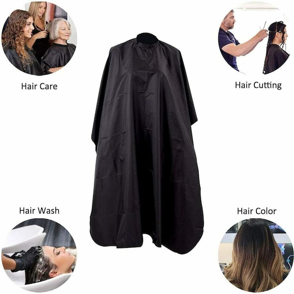 Professional Hairdressing Gown Cape Shave Apron Hair Cutting Salon Barber Gown Cape Black/Blue Haircut Cape Black Polyester Premium