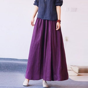 Women's linen long skirt with pockets linen skirt vintage skirt plus size skirt maxi skirt, fall spring skirt custom A line skirt R12-4