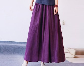 Women&#39;s linen long skirt with pockets linen skirt vintage skirt plus size skirt maxi skirt, fall spring skirt custom A line skirt R12-4