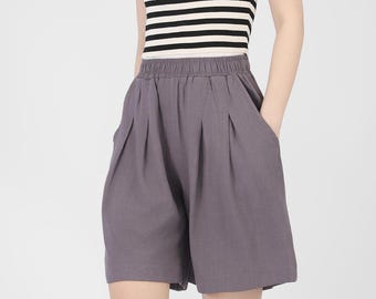 Women Cotton Linen Shorts with Pockets Wide Leg Shorts Loose Casual Trousers Soft Casual shorts for summer Custom Shorts Pajama Shorts F575