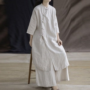Women Linen maxi dress Half Sleeves dresses loose  long dress oversized plus size dress soft casual summer fall hand made custom dress N21