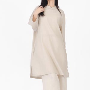Women&#39;s 100% linen blouse loose vintage coats oversized plus size tops handmade custom blouse pure linen top chinese style clothes F241 0614