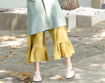 Pantaloni di lino da donna primavera estate Pantaloni a gamba larga Pantaloni a vita elastica Pantaloni di lino in cotone Boho larghi personalizzati Abbigliamento taglie forti F479
