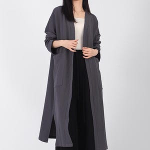 Cotton linen cardigan for women Long jacket Heavy weight wtreetstyle coat Cozy jacket Oversized long Coat Minimalist Coat Fall cardigan F555