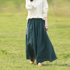 Women's linen long skirt, vintage skirt, linen skirt, women skirt, plus size skirt, maxi skirt, fall spring skirt custom hand made skirt R12