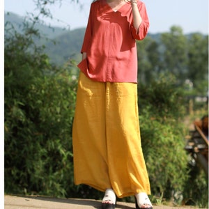 Linen cotton pants for wome pants linen wide leg long pants plus size pants soft loose casual maxi trousers fall spring custom pants A117