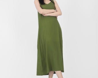Cotton Linen Dress with Pockets Soft Linen Smock Dress Sleeveless Summer Dress Minimalist Dress Casual Simple Linen Sundress F257 7